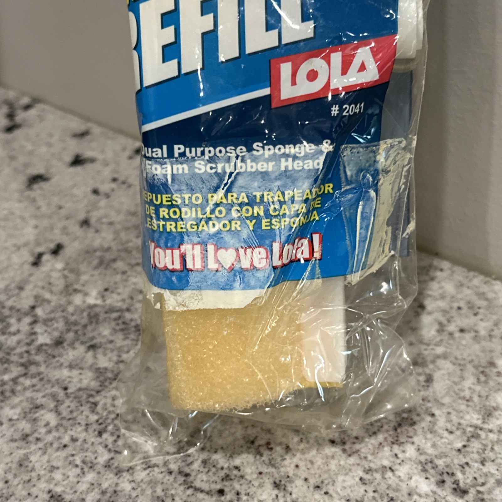 Lola Rola Roller Single Mop Refill #2041 Sponge & Foam Scrubber Head NOS NEW