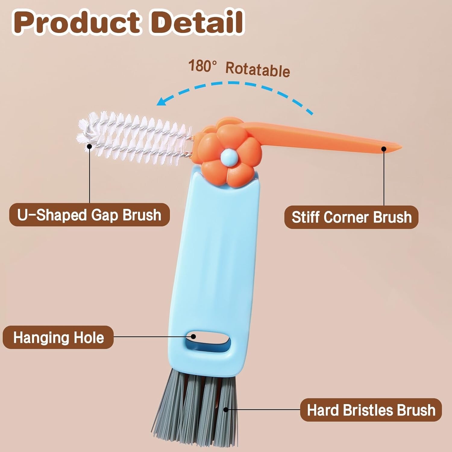 3 in 1 Cup Lid Cleaning Brush, 3 Pack Multifunctional Crevice Gap Cleaner Brush