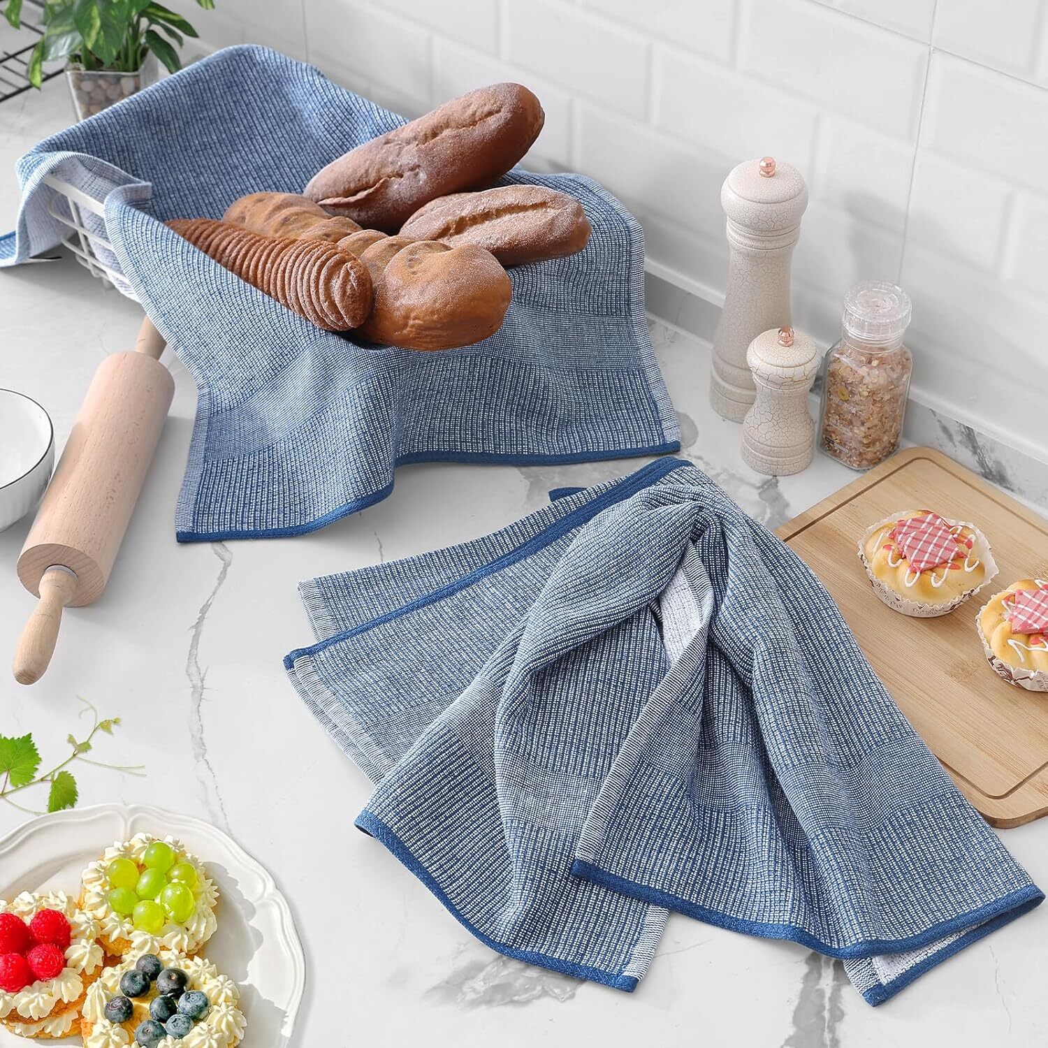 6 Toallas Paños De Limpieza 18×28 Cotton Para Cocina Lavar Plato Absorbente NEW