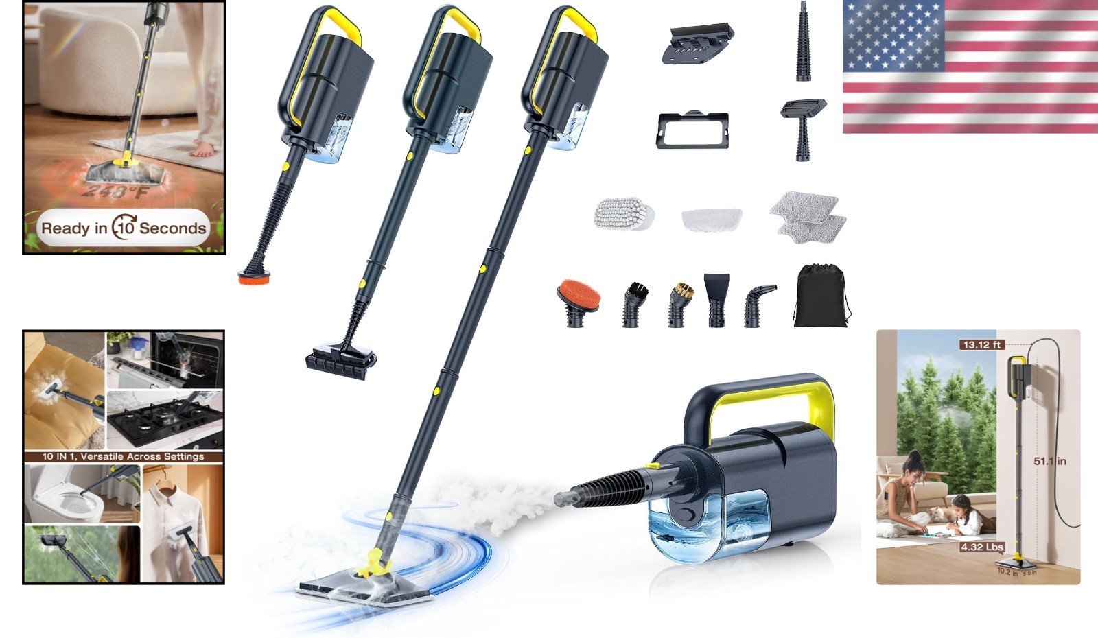 Transform Your Cleaning Routine with 10-in-1 Steam Mop & Handheld Steamer