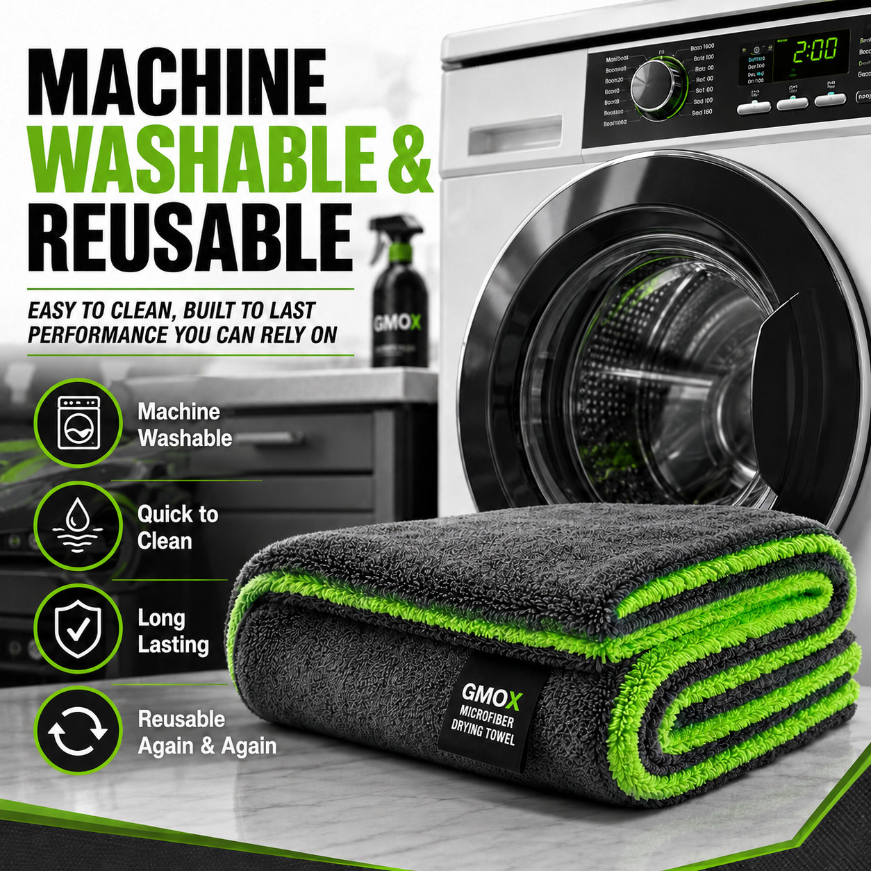 36x24in Microfiber Car Drying Towel 1400GSM Stripe-Free Automatic Washing Cloth