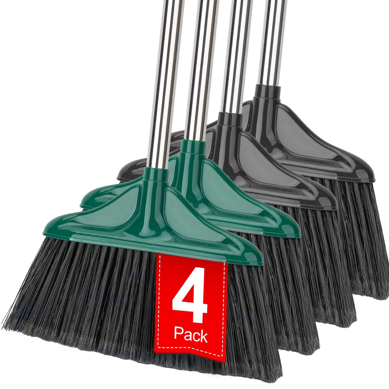 4 PCS Heavy Duty Broom Outdoor/Indoor Commercial Broom with 61 Long Handle
