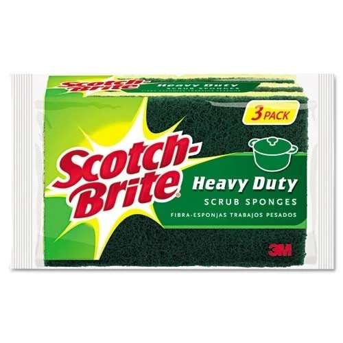 Scotch-Brite Heavy-Duty Scrub Sponge, 4.5 x 2.7, 0.6″ Thick, Yellow/Green 3 Pack