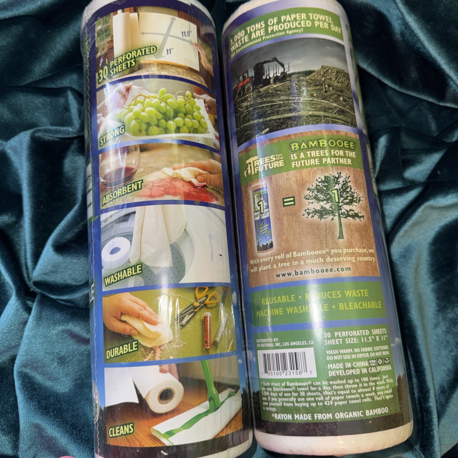 Bambooee Reusable Bamboo Towel ( Single roll, each roll 30 sheets) TWO ROLLS