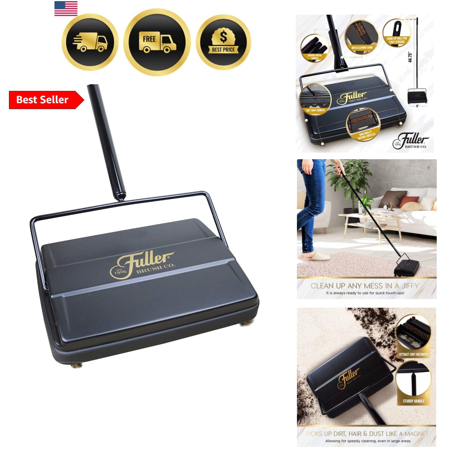 17027 Electrostatic Carpet & Floor Sweeper – 9″ Cleaning Path – Lightweight -…