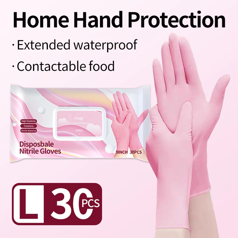 Disposable Nitrile Cleaning Gloves Latex-Free Thicken Extended Cuff Food Glove C