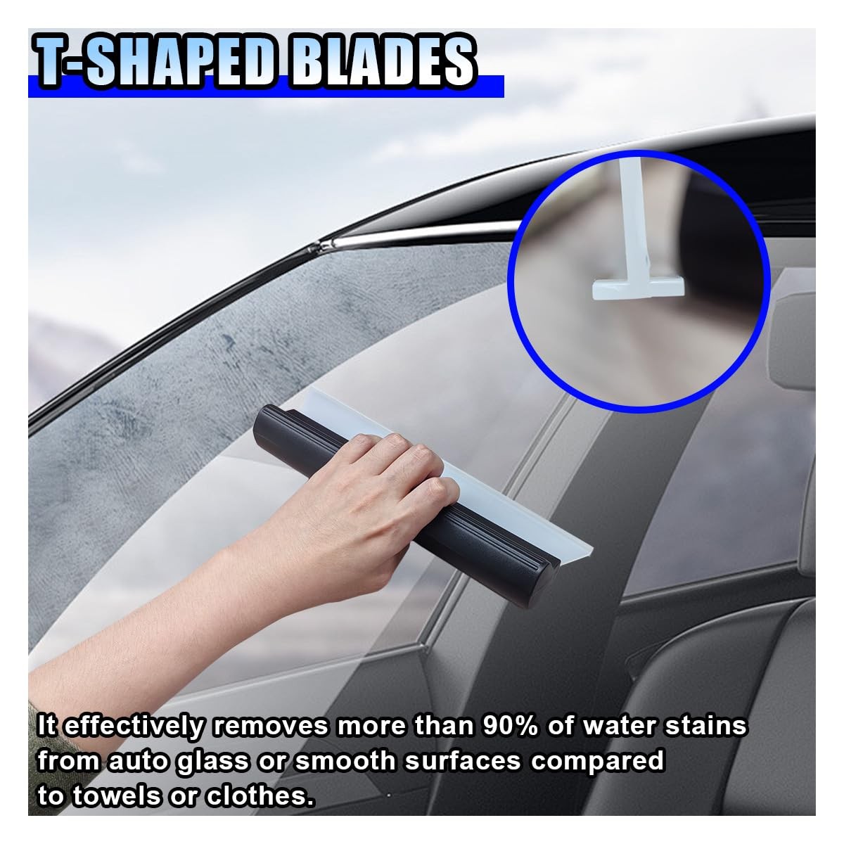 2PCS Automotive Squeegee, 10 Inch T-Bar Water Blade 10inch, Black&white