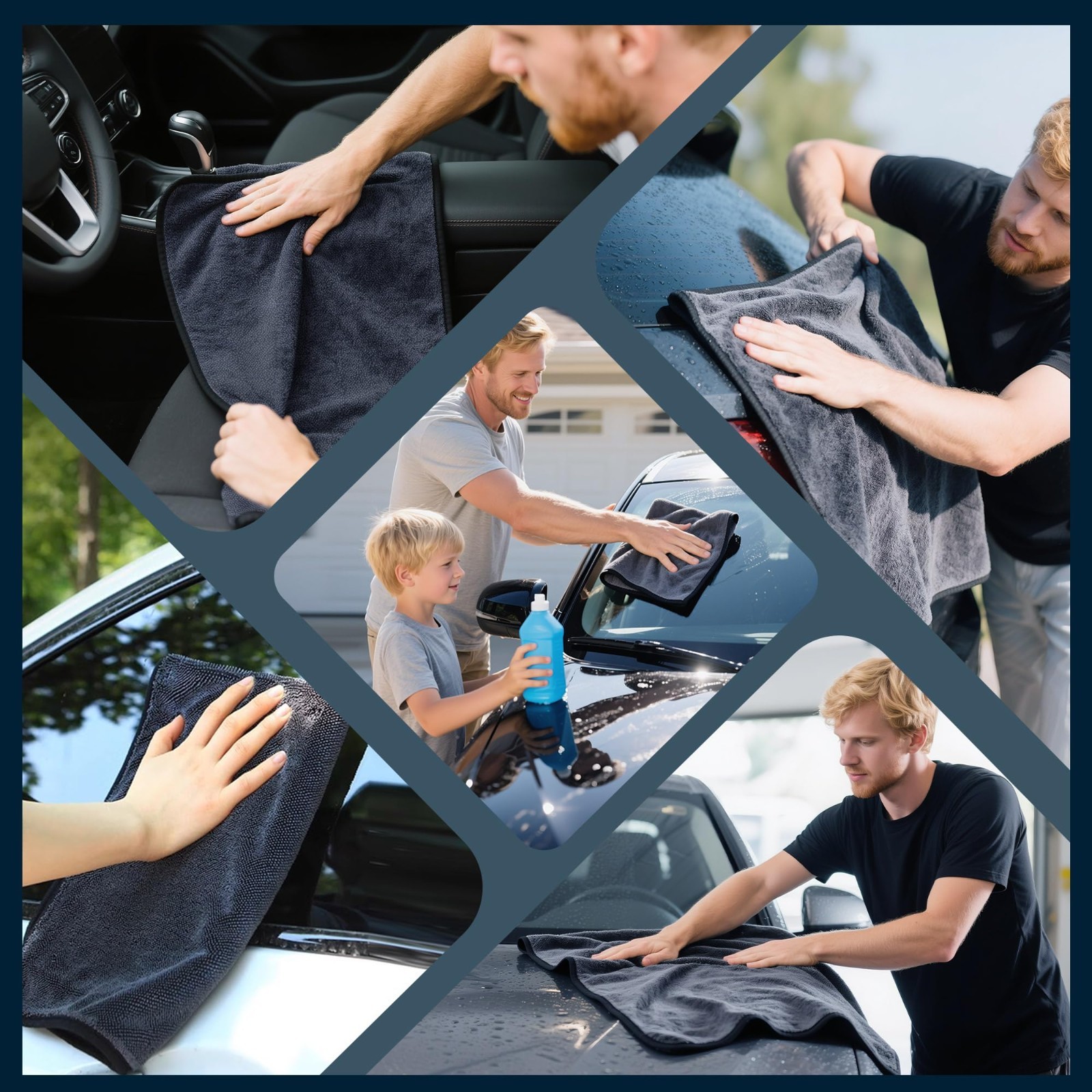 4PC Microfiber Car Drying Towel Kit 36×24 Professional Detailing Cleaning Cloth
