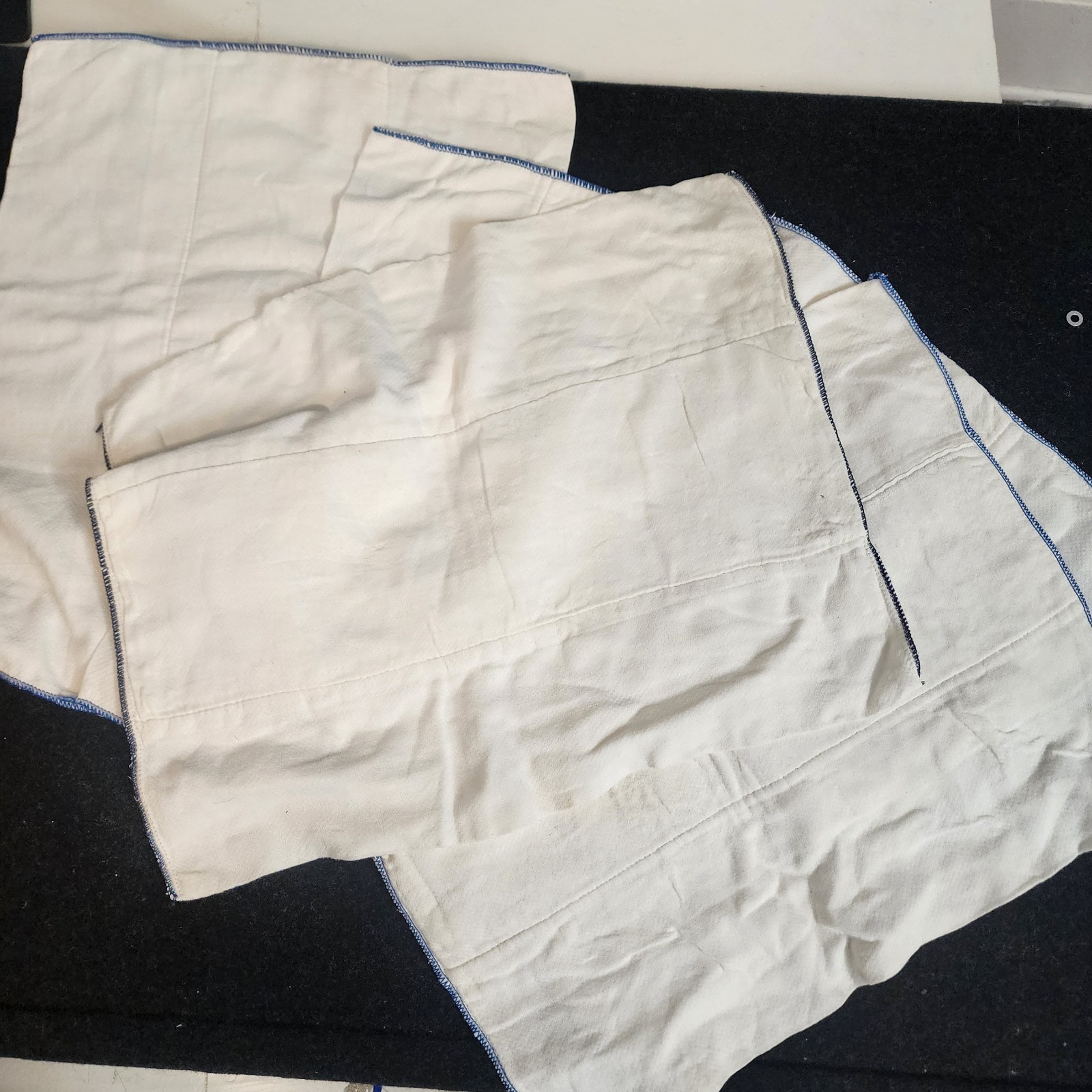 Lot 10 Blue Edge Prefold Cloth rags 14×17 Cotton Birdseye – Washed Clean