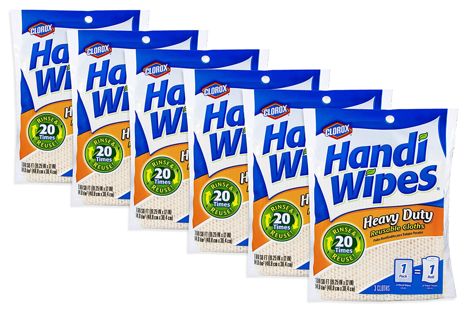 HEAVY DUTY HANDY CLOTHS ABSORBENT MULTIPURPOSE CLEANING TOWELS 6 PKS/18 Yellow