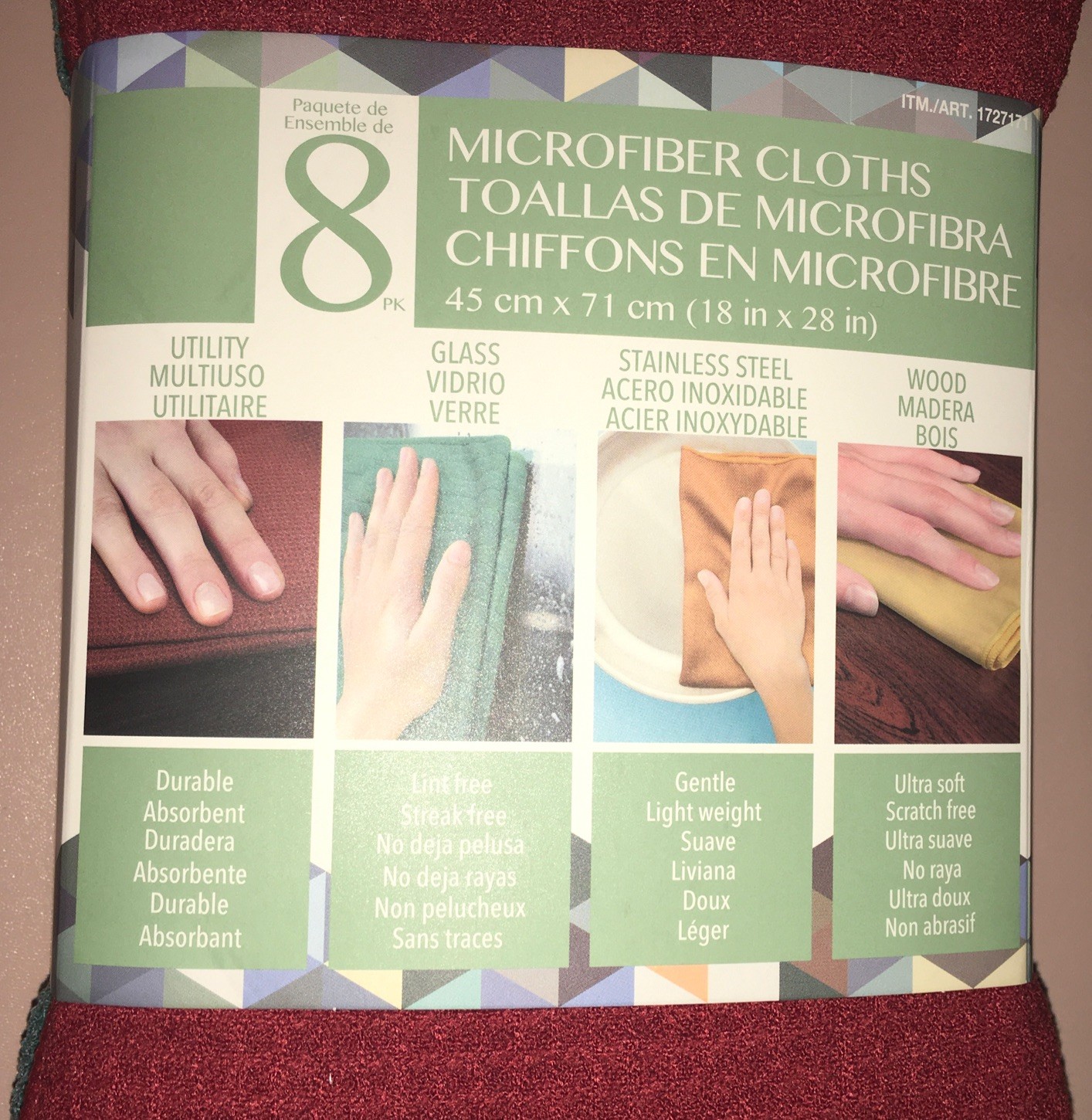 8 Microfiber Cleaning Cloths MultiUse Colors Glass Utility Wood Steel 18″ x 28″