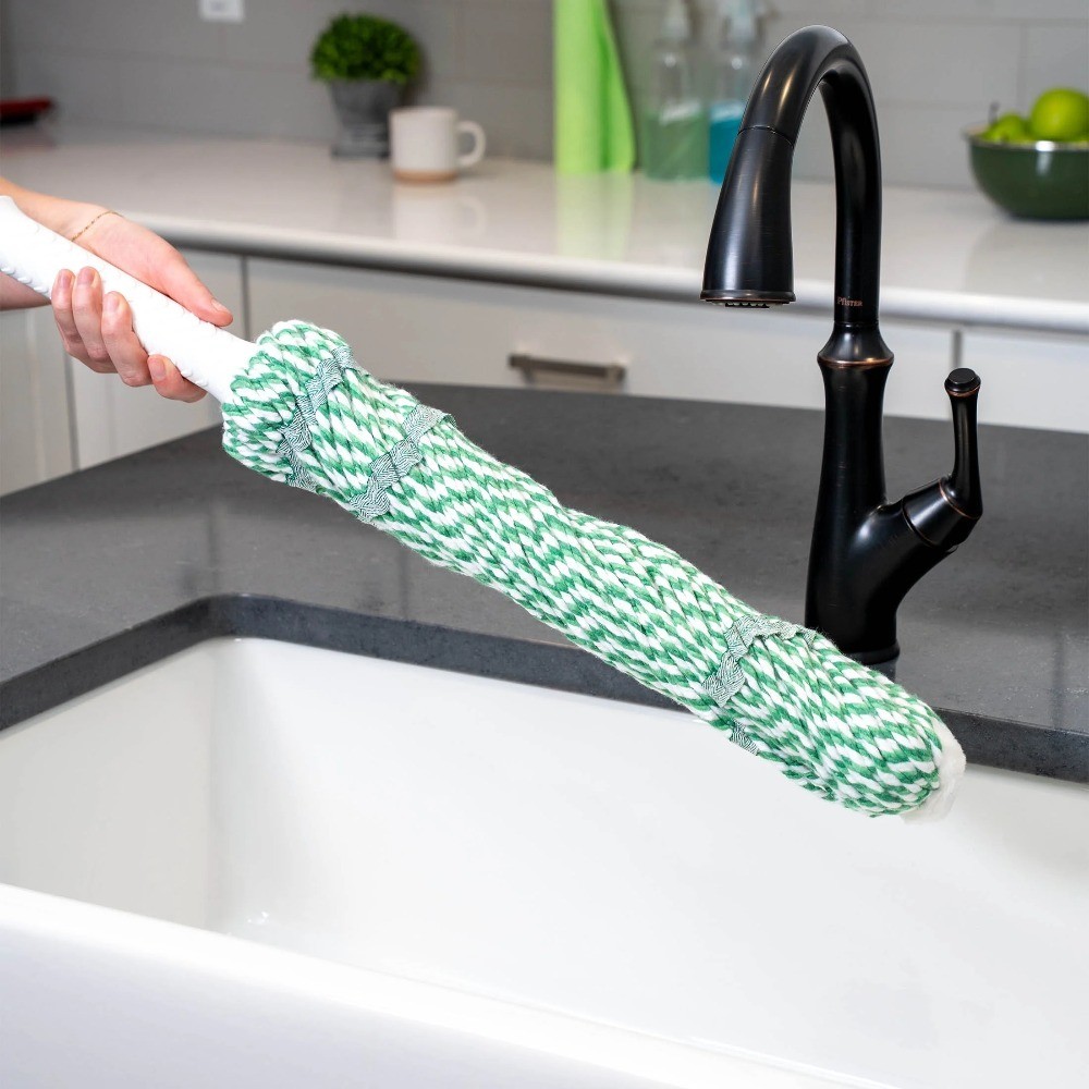 Tornado Twist Mop with Cotton Blend Refill Head and Steel Handle Green White