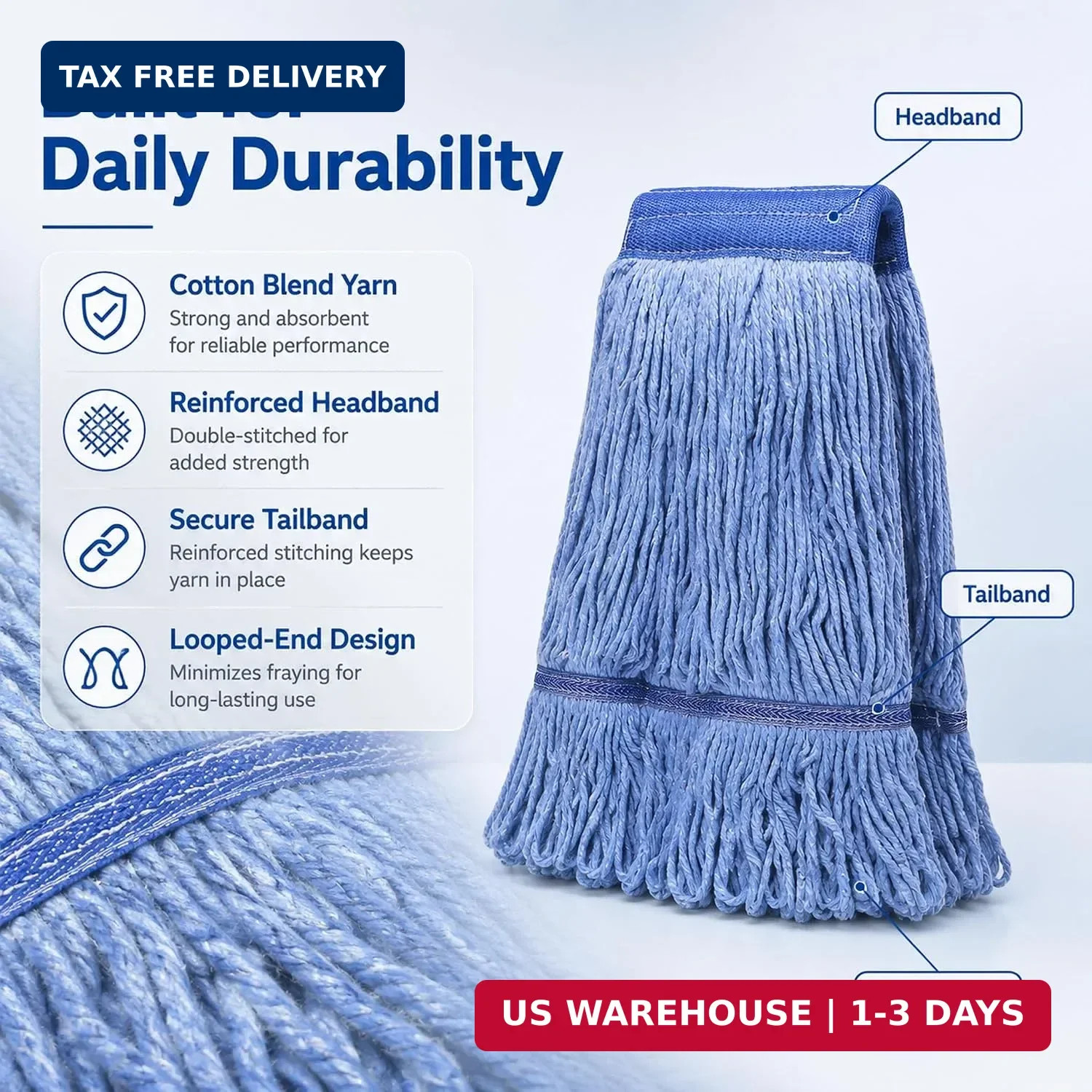 Heavy Duty String Wet Mop for Floor Cleaning, Commercial Industrial Cotton Mops
