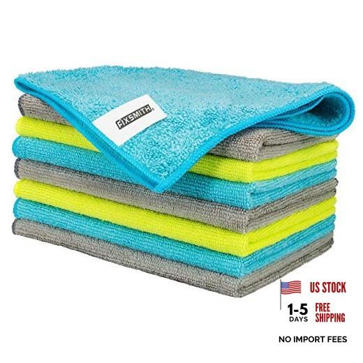 Set of 8 Microfiber Cloths – 12×16 In – 3 Colors – Assorted