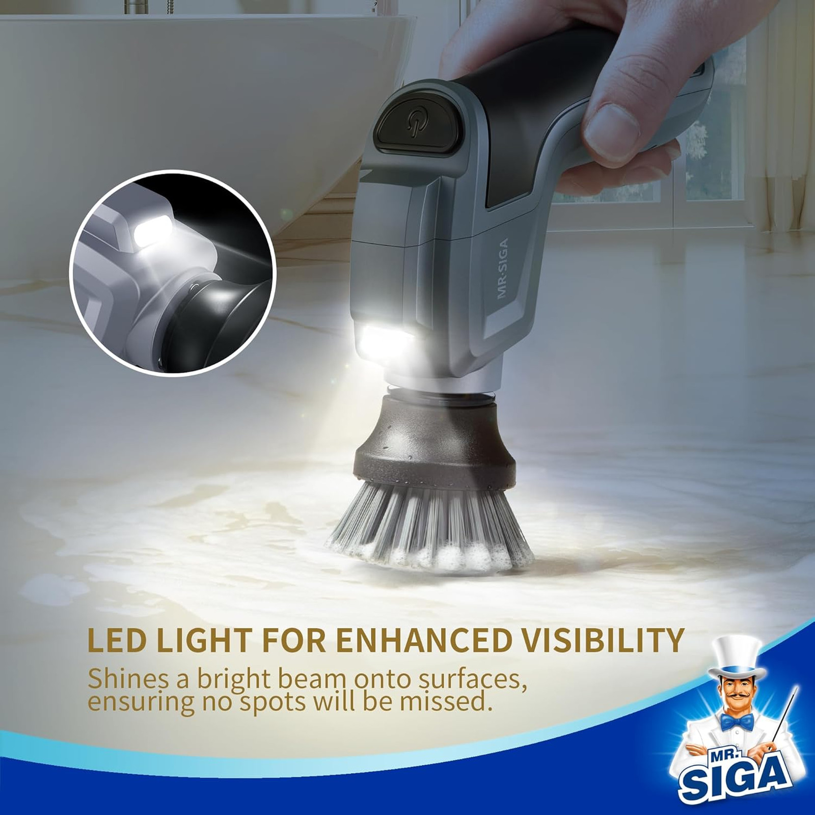 Electric Spin Scrubber Waterproof Cordless Cleaning Brush with 5 Replaceable