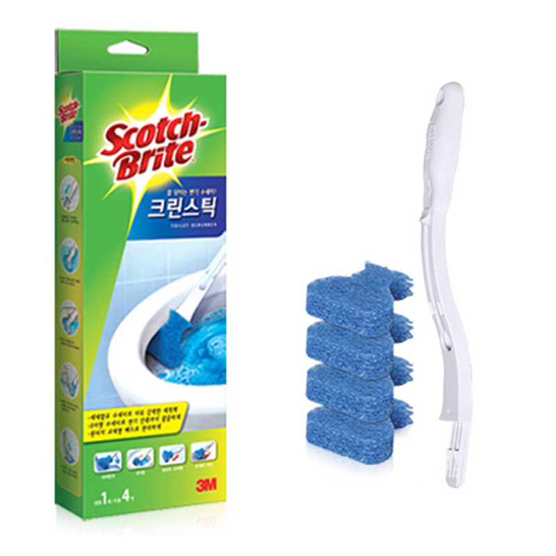 3M Scotch Brite Disposable Toilet Bowl Cleaner Scrubber Handle with 4 Refills