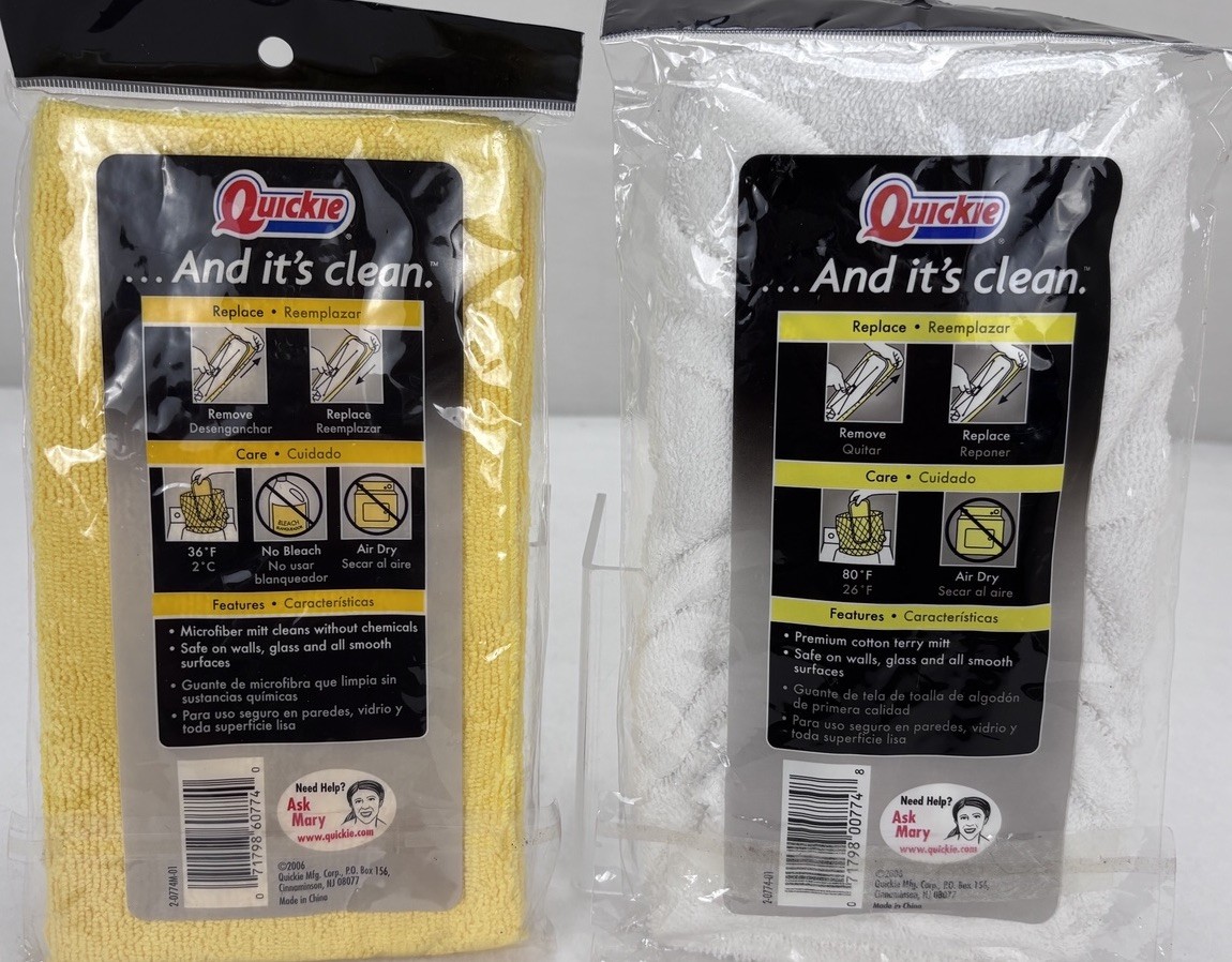2 Quickie Professional Hardwood Floor Mop Refills Soft Terry Cloth For #077