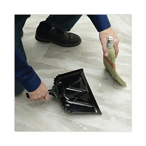 Boardwalk Metal Dust Pan, 12 x 14, 5″ Handle, 20-Gauge Steel, Black
