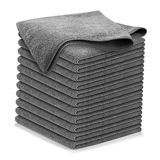 USANOOKS Microfiber Cleaning Cloth Grey – 12 Pcs (12.5″x12.5″) Pack of 12 Gray