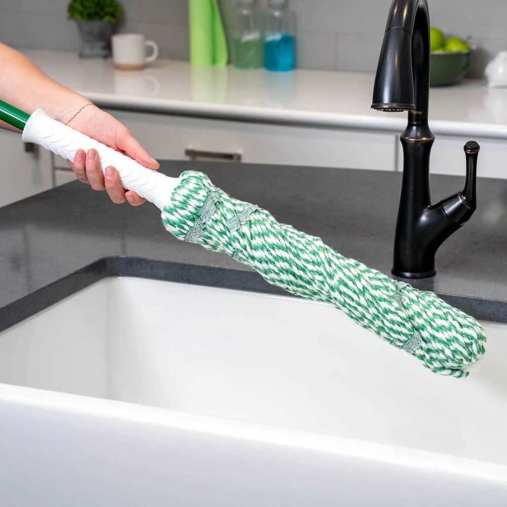 Tornado Twist Mop with Cotton Blend Refill Head and Steel Handle Green White