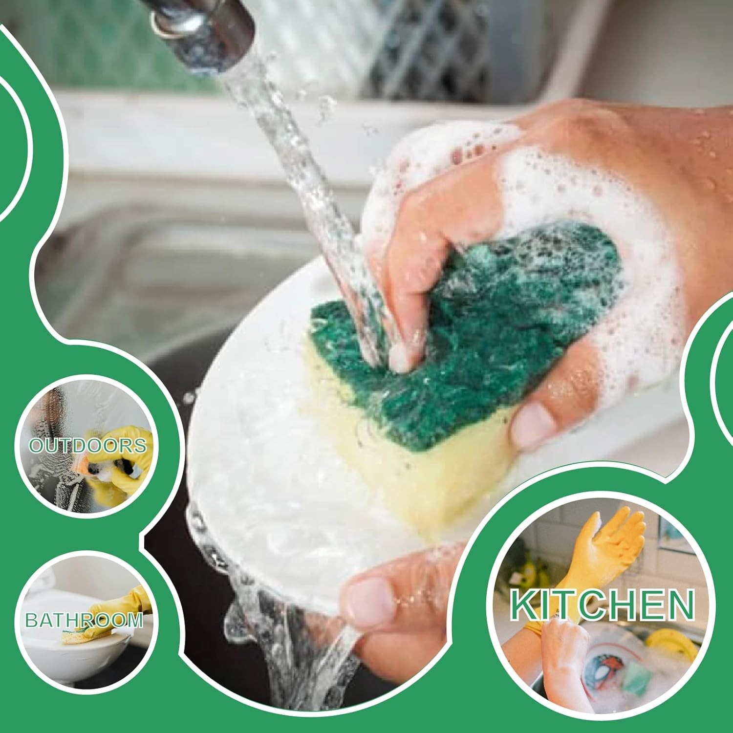 Eco-Friendly Dual-Sided Cleaning Sponges – 32 Pack for Effortless Dishwashing
