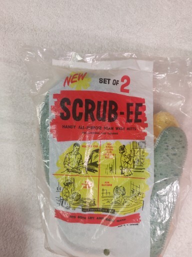 Scrub-ee Handy All-Purpose Foam Wash Mitts Vintage Kitchen Made In Germany F-S