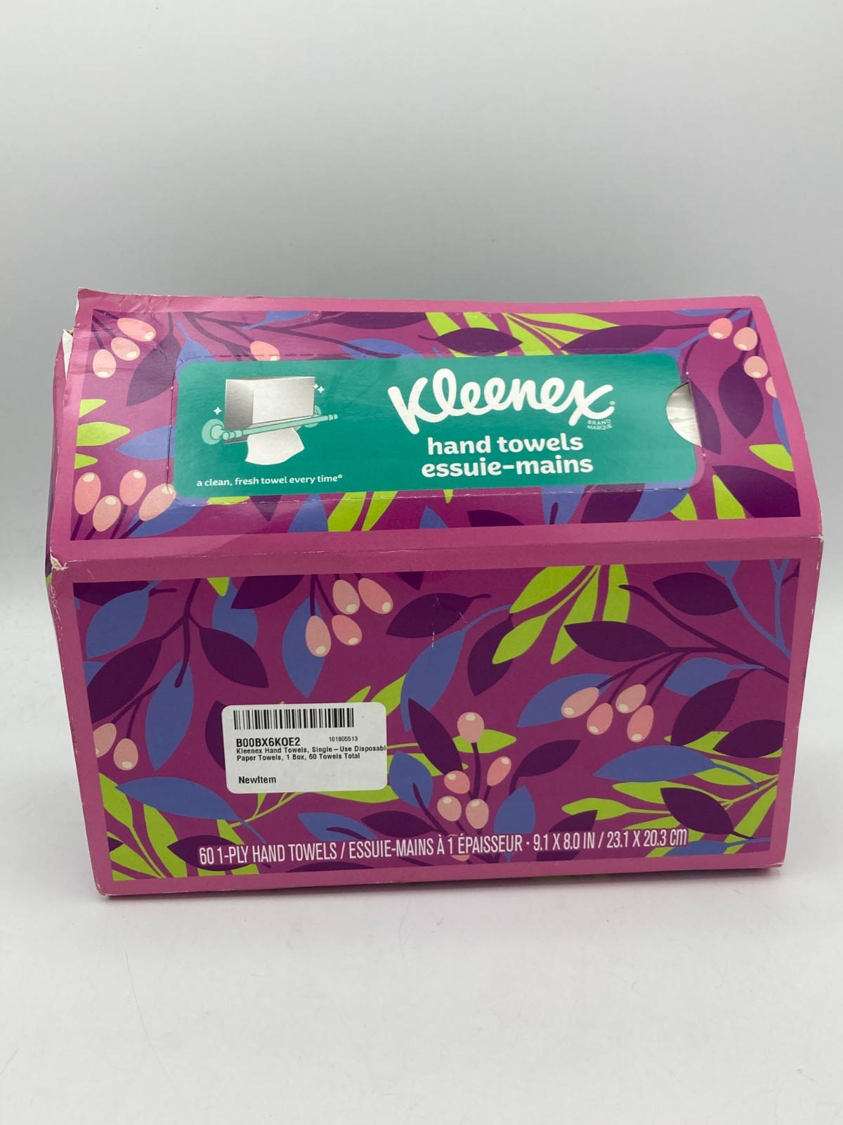 Kleenex Hand Towels Disposable Single-Use Paper Towels 60 Count Floral Box