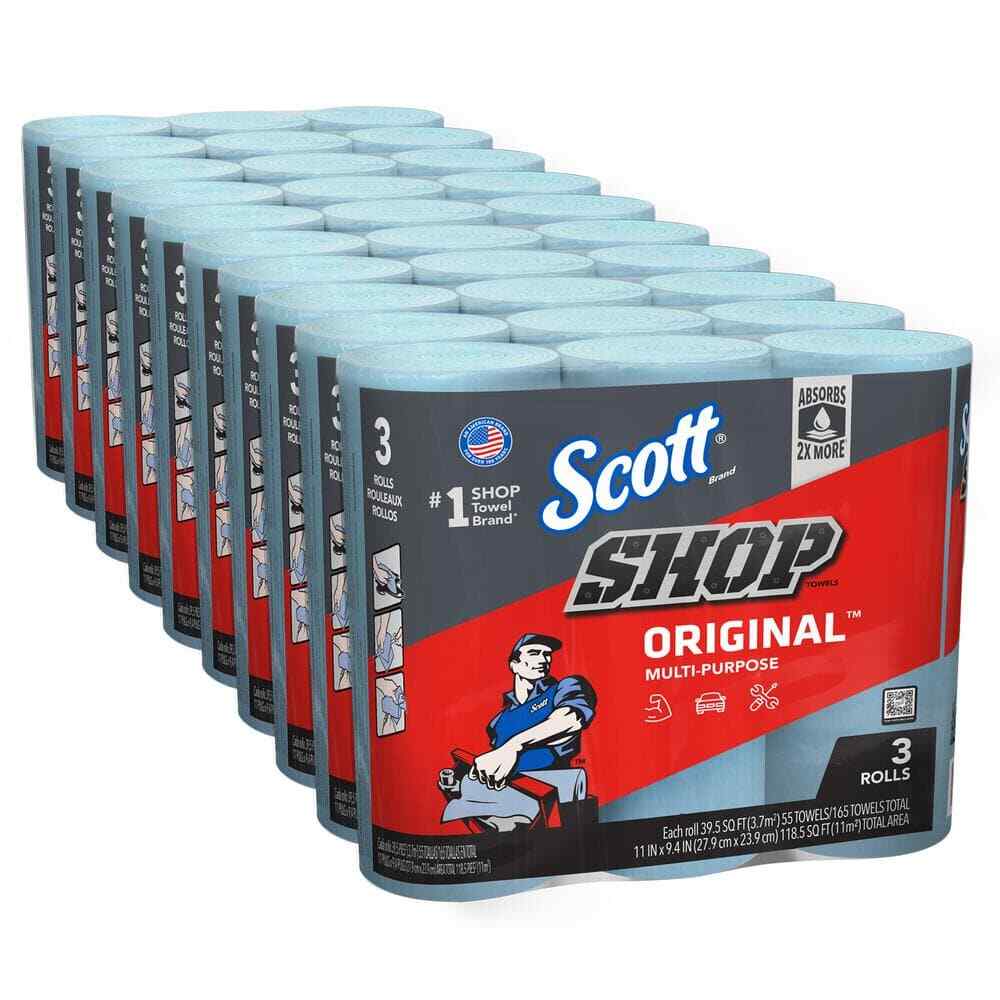Scott Blue Cleaning Shop Towels (3-Pack) – Heavy Duty Cleaning Wipes for Worksho