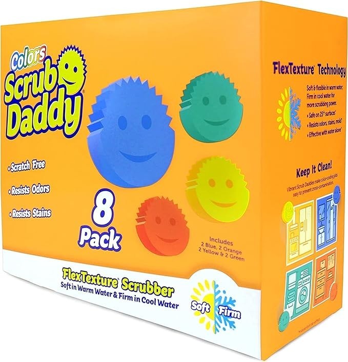 NIB Scrub Daddy Scratch Free Sponges for Dishes & Home Variety Pack 8 Count