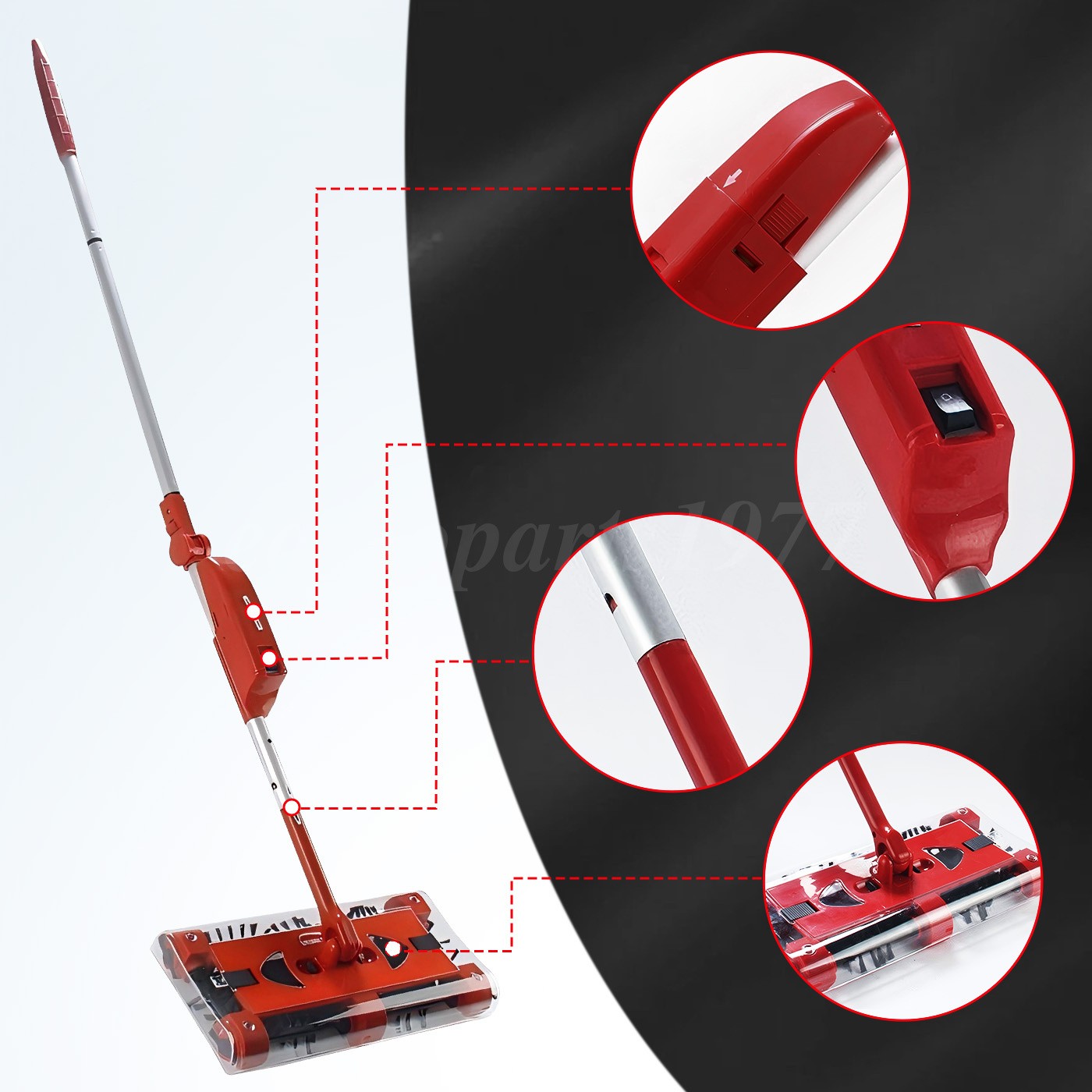 Floor Sweeper Cordless Electric Rechargeable Floor&Carpet Vacuum Cleaner Handle