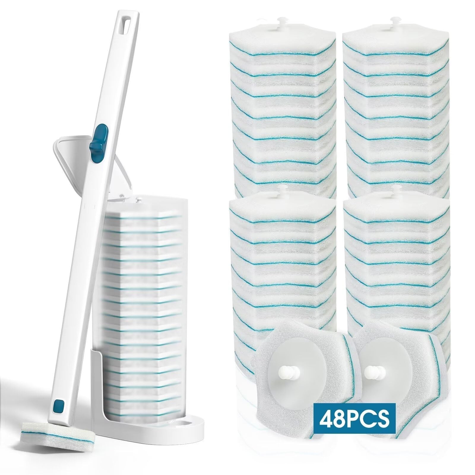Disposable Toilet Brush with 48 PCS Refills, Disposables Toilets Cleaning Sys…
