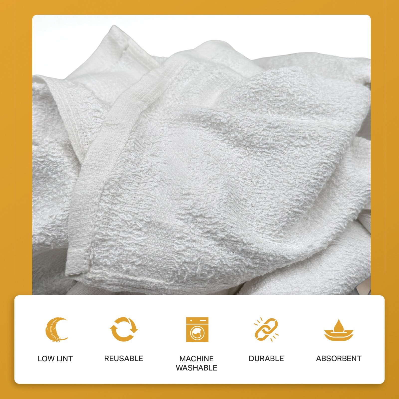 5 Lb. BOX NEW WHITE TERRY CLOTH CLEANING RAGS 12 X 12 DISPENSER BOX 100% COTTON