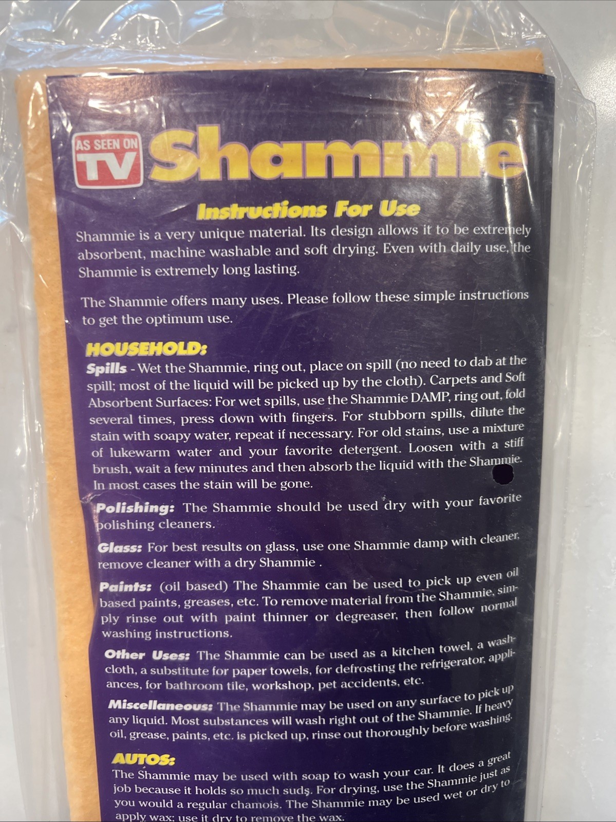 Shammie Durable Heavyweight Chamois Towel As Seen on TV – Made Germany 27” x 20”