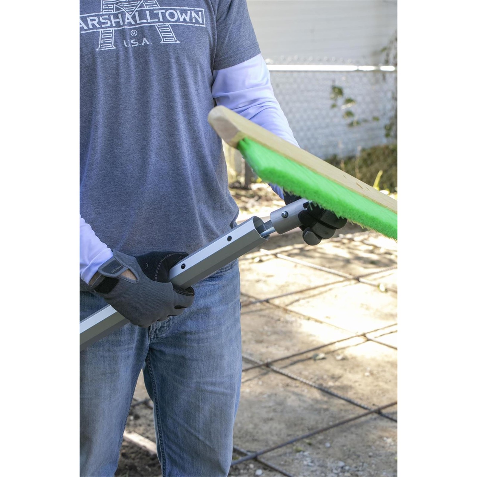 Wood Backed Concrete Broom, Green Nylon Bristles, 36 Inch, Fine Finish, Made in