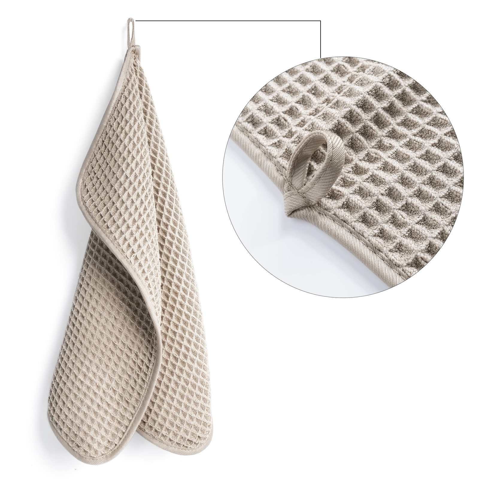 Microfiber Lint Free Washcloth Face Towel 13 X 13 In 4 Pack beige Waffle Weave