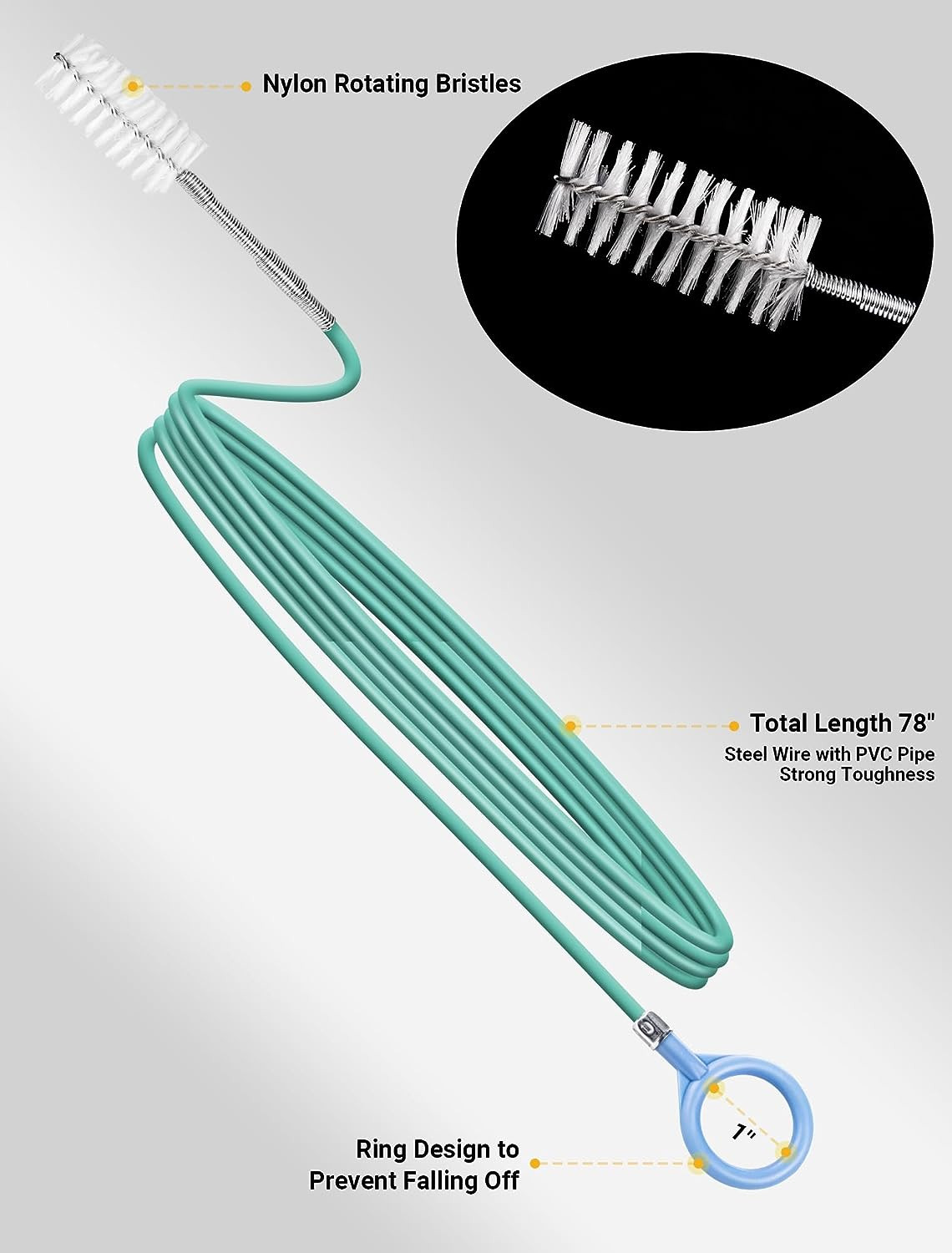 Upgraded Auto Sunroof Drain Cleaning Tool, 78 Inch Flexible Drain Brush Long