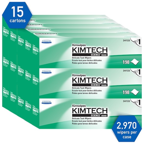 Kimtech 34133 Delicate Task Wipes, Pop-Up Box, White, 198 Sheets/Box, 2, 970