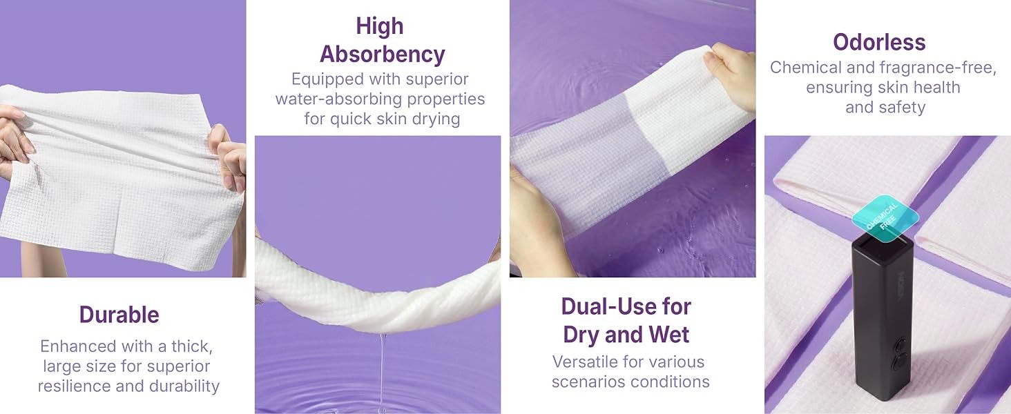 Disposable Face Towels (50 Count) – XL 10″x12″ Ultra Thick Facial Cleansing
