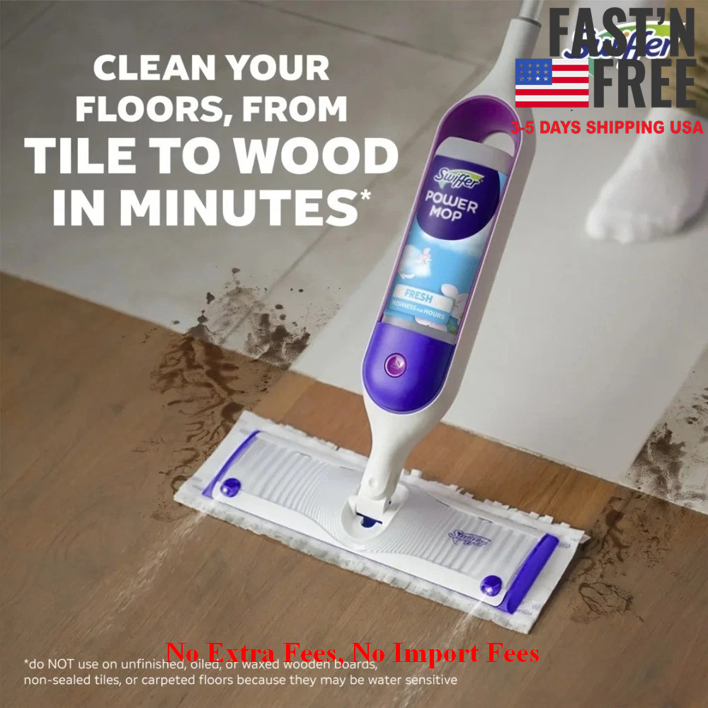 Power Mop Floor Cleaner for Tile Vinyl Laminate Wood Floors Cleaning Set, NEW