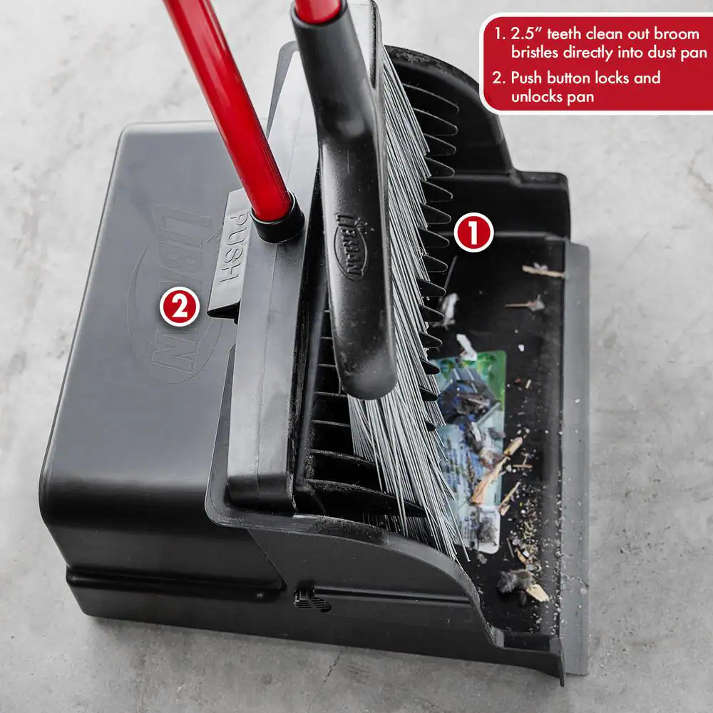 16 In. High Power Large Scoop Upright Dustpan with Steel Handle (2-Pack)