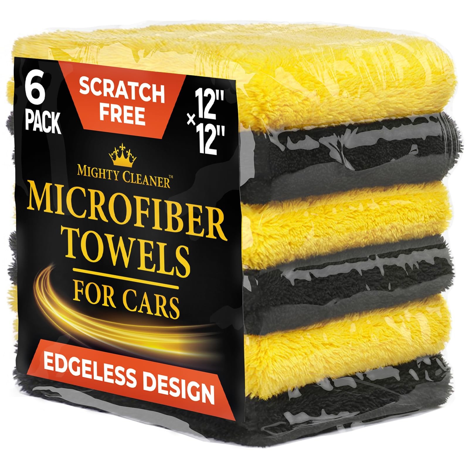 Super Soft Microfiber Towels for Cars – Edgeless – 6pk (12”x12”) – Premium Sc…