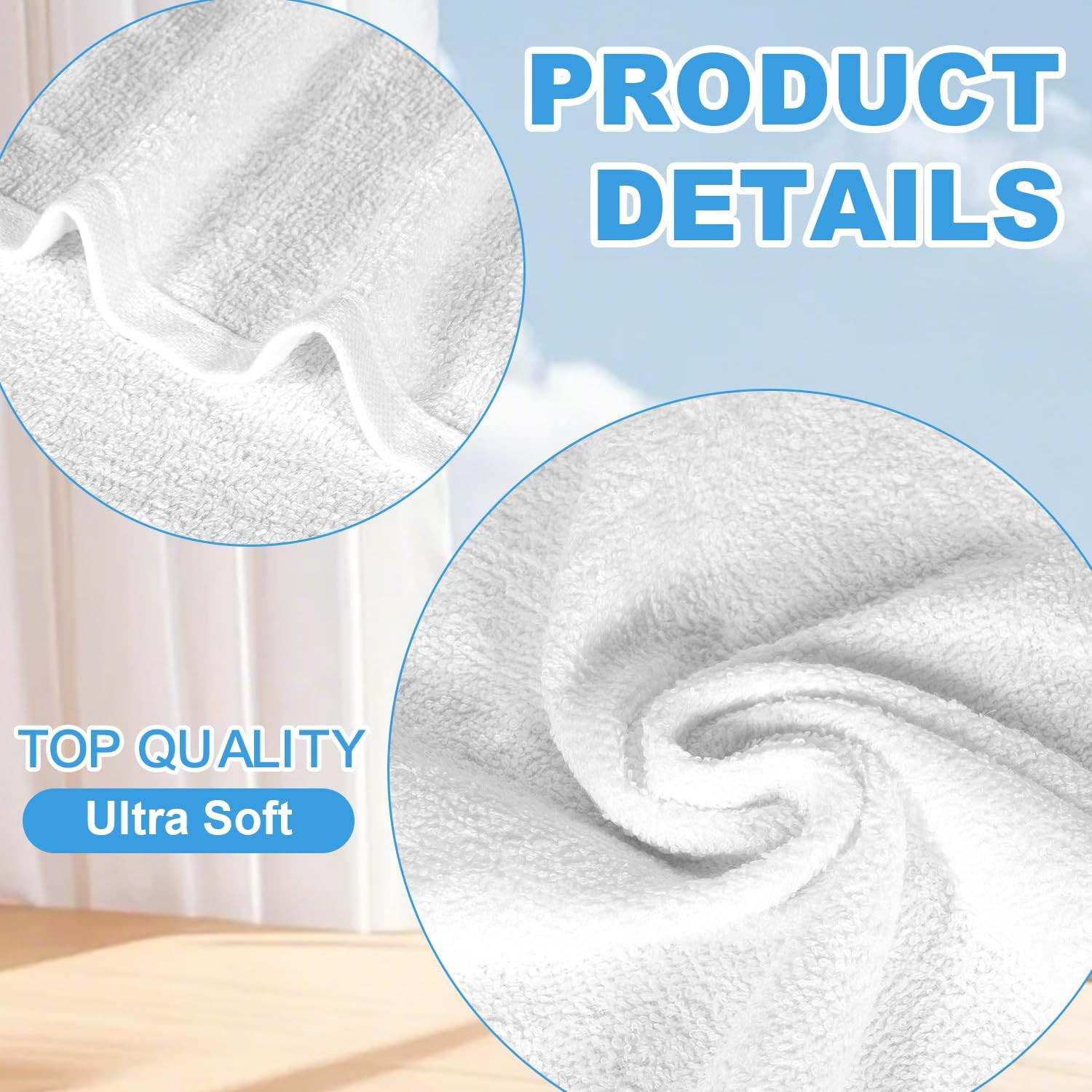 12 Pack 100% Cotton Wash Cloth, 12X12 Inch Highly Absorbent and Soft Feel