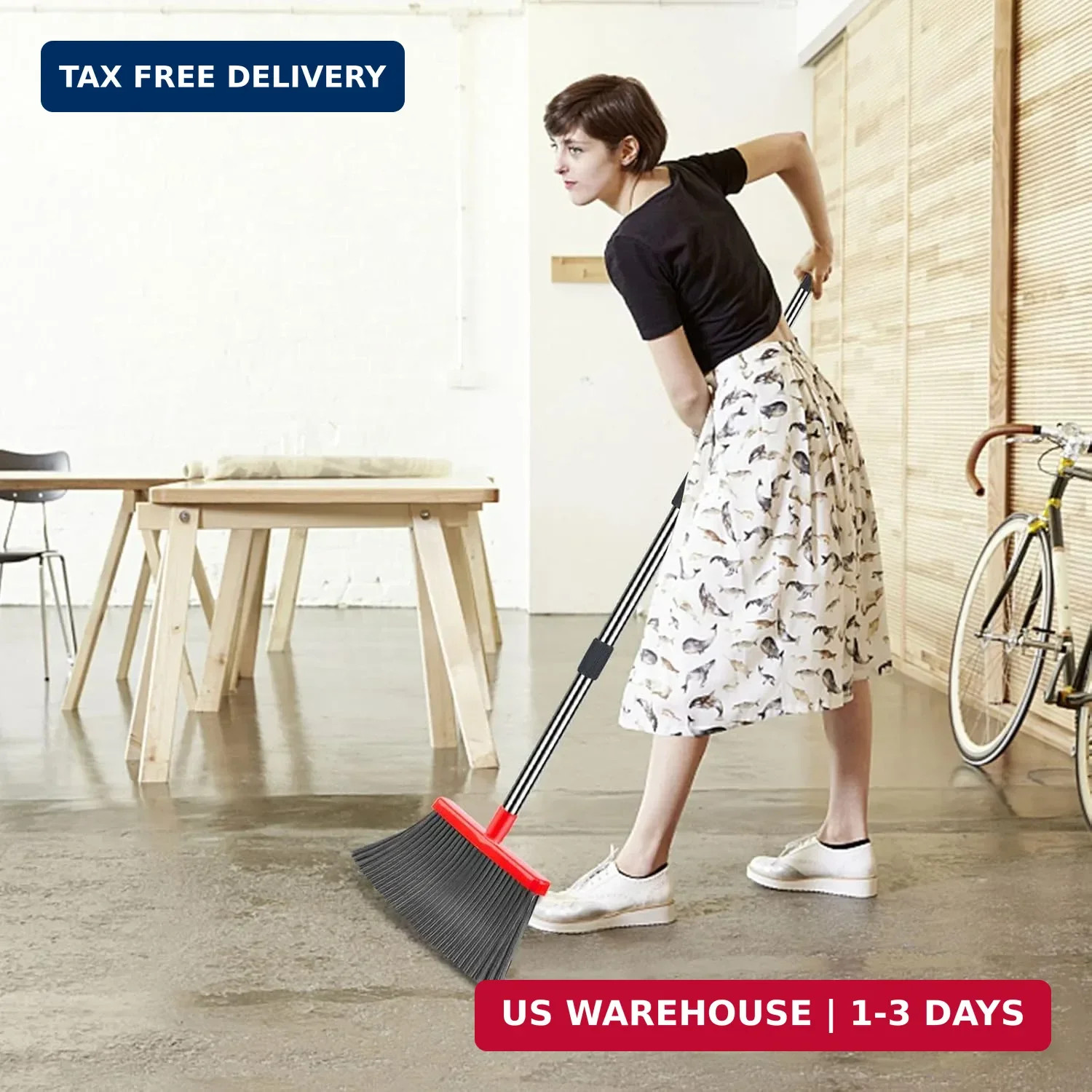 Upgrade Broom and Dustpan Set, Broom with Dustpan Combo Set, Large Size and with