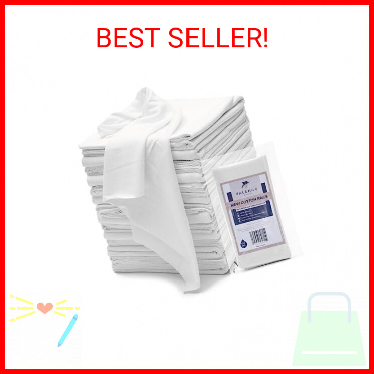 VALENGO New Lint Free Rags 100% Cotton Cloth, Soft Tshirt Rags, Lint Free Cloth