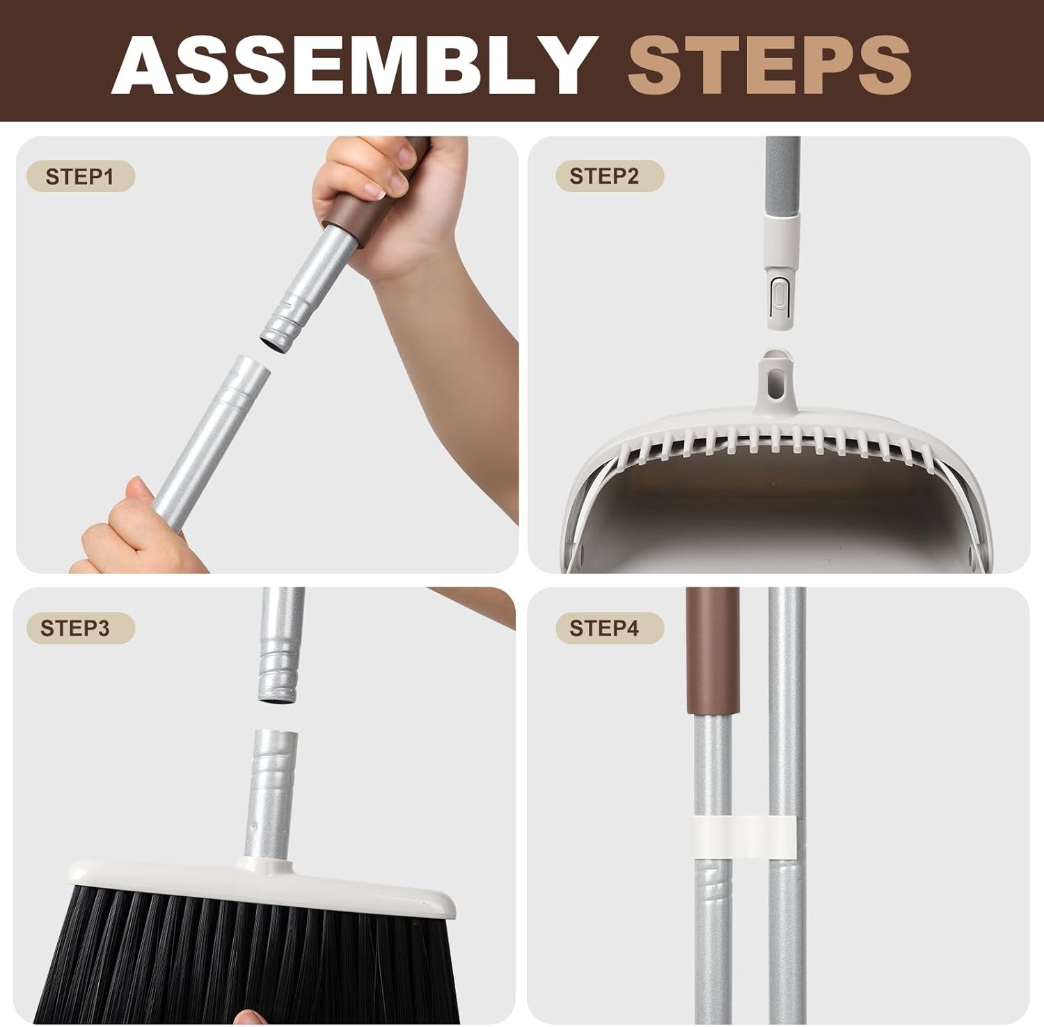 54″ Long Handled Broom and Dustpan Set – Perfect Dust Pan and Brush Combo for…