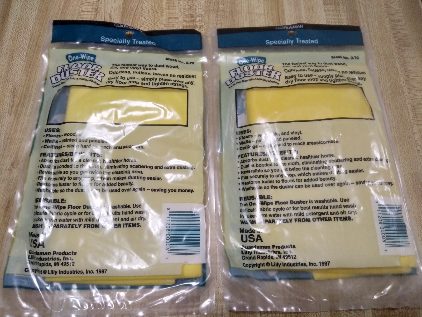 Two Guardsman One-Wipe Floor Dusters Cotton Cleaning Covers Tile Wood Vinyl New