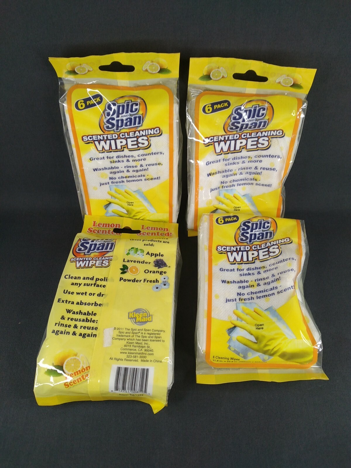 4 Spic And Span Scented Lemon Cleaning Towels Packs of 6 New Sealed 24 Total
