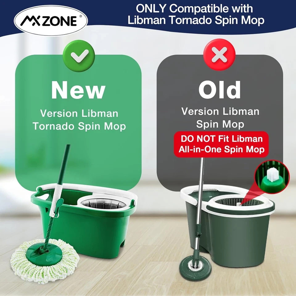 3 Pack Mop Head Replacement for Libman Tornado, Spin Mop Replacement Head ONLY C