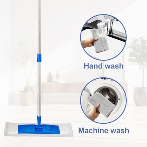 17″ Microfiber Mop for Hardwood Floor Cleaning,Mops with 50″ Stainless Steel