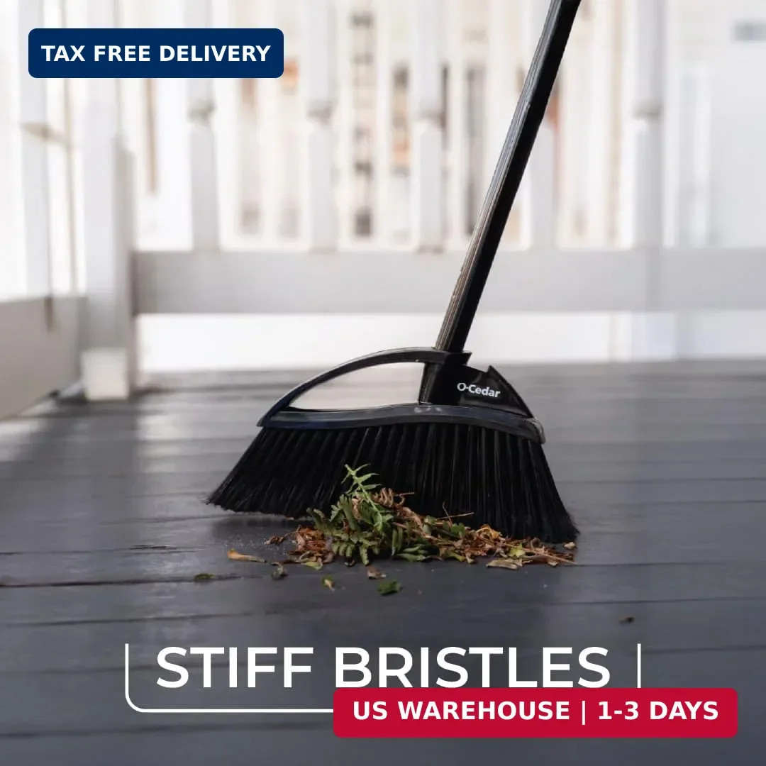 O-Cedar Strong Sweep Broom and Dustpan Set with Detail Brush | Indoor Outdoor He
